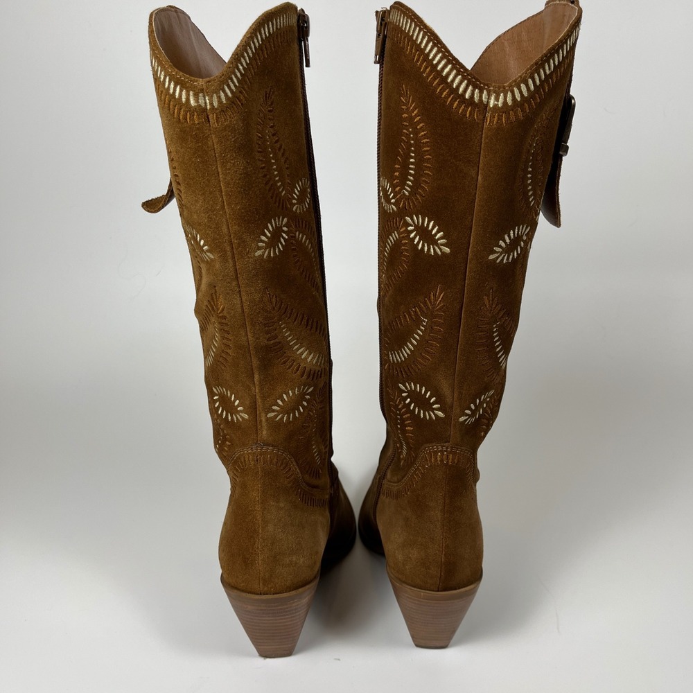 Seychelles Brown Suede Embroidered Country Western Boots Pointed Toe Sz 8 - Picture 7 of 10